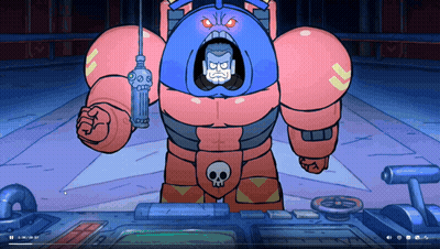Cartoon Character With Skull On Chest Holding Gun GIF
