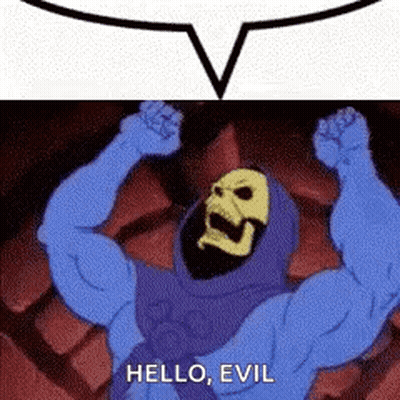 Cartoon Character With Skull Saying Hello Evil
