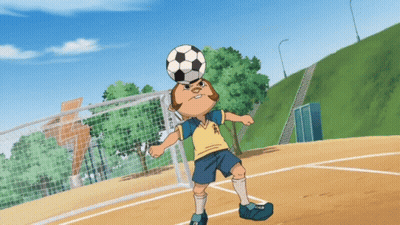 Cartoon Character With Soccer Ball On Head And Yellow Shirt Saying A GIF