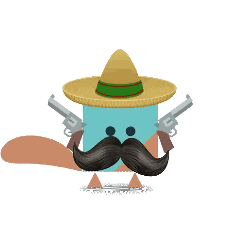 Cartoon Character With Sombrero And Guns Sticker