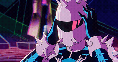 Cartoon Character With Spiked Helmet And Sunglasses GIF