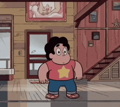 Cartoon Character With Star Shirt Standing In Front Of Door GIF