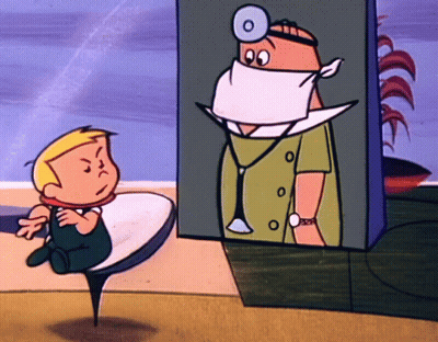Cartoon Character With Stethoscope Talking To Boy GIF