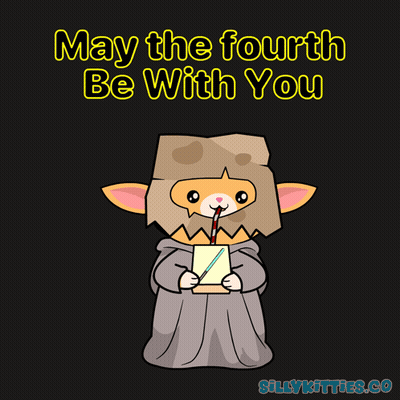 Cartoon Character With Straw Saying May The Fourth GIF