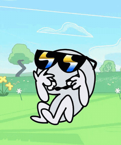 Cartoon Character With Sunglasses And Mustache Letter S GIF