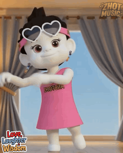 Cartoon Character With Sunglasses And Zhouta Shirt GIF