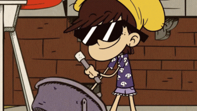 Cartoon Character With Sunglasses Holding Marshmallow Stick GIF