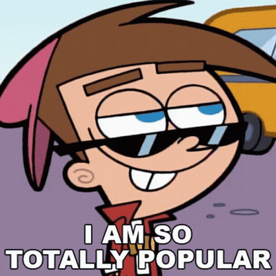 Cartoon Character With Sunglasses Saying I Am So Totally Popular GIF