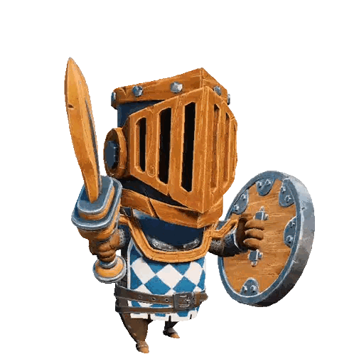Cartoon Character With Sword And Shield Sticker