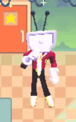 Cartoon Character With Television Head and Antennas