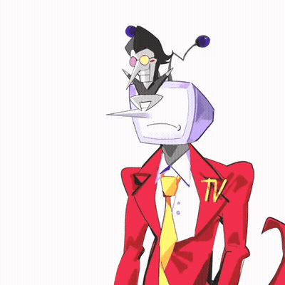 Cartoon Character With Television Head And TV Badge GIF
