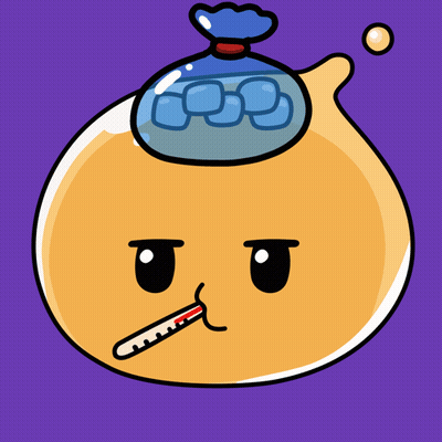Cartoon Character With Thermometer And Ice Bag GIF