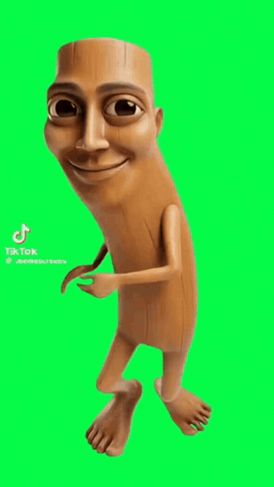 Cartoon Character With TikTok Logo On Green Background GIF