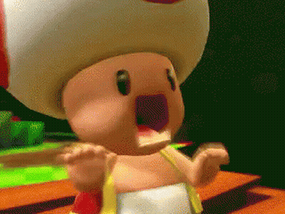 Cartoon Character With Toad Hat And Yellow Shirt GIF