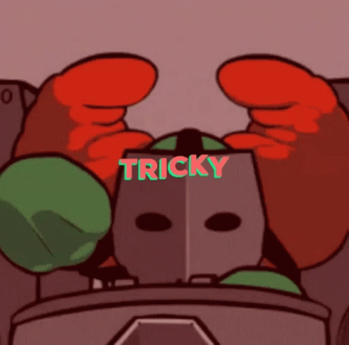 Cartoon Character With Tricky Written On Head GIF
