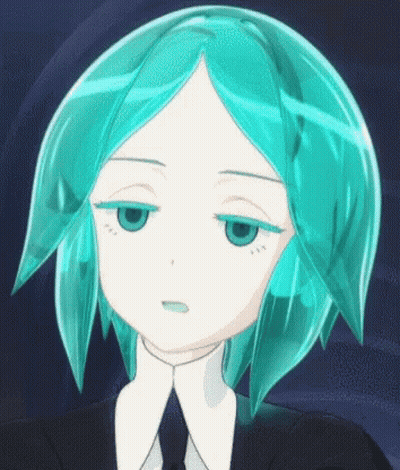 Cartoon Character With Turquoise Hair And Blue Eyes In Suit And Tie GIF