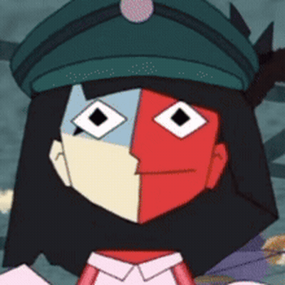 Cartoon Character With Two Faces And Hat GIF