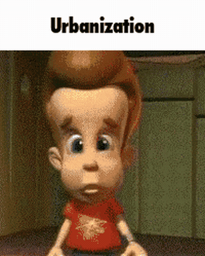 Cartoon Character With Urbanization GIF