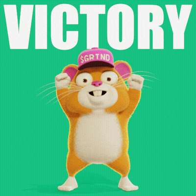 Cartoon Character With Victory Above GIF