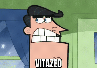 Cartoon Character With Vitazed On Chest GIF