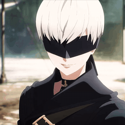 Cartoon Character With White Hair And Black Mask GIF