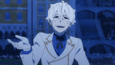 Cartoon Character With White Hair And Blue Shirt GIF