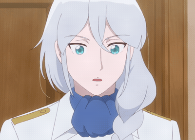 Cartoon Character With White Hair And Blue Tie Making Funny Face GIF