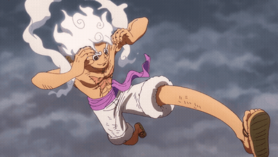 Cartoon Character With White Hair And Purple Scarf Flying GIF