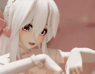 Cartoon Character With White Hair And Red Eyes Dancing GIF