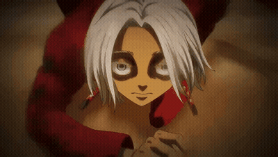 Cartoon Character With White Hair And Red Jacket GIF