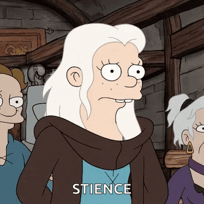 Cartoon Character With White Hair Saying Stience GIF
