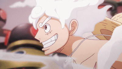 Cartoon Character With White Hair Smiling In Straw Hat GIF