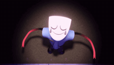 Cartoon Character With White Mask On Head GIF