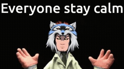 Cartoon Character With Wolf Hat Everyone Stay Calm GIF