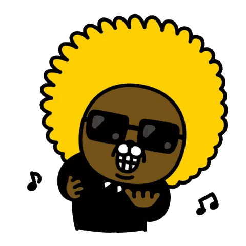 Cartoon Character With Yellow Afro And Sunglasses Sticker