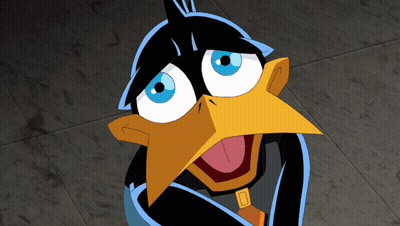 Cartoon Character With Yellow Beak And Blue Eyes GIF