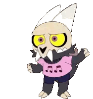 Cartoon Character With Yellow Eyes And Pink Music Note Shirt Sticker