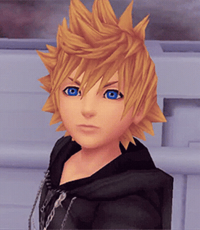 Cartoon Character With Yellow Hair And Blue Eyes In Black Hoodie GIF