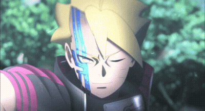 Cartoon Character With Yellow Hair And Blue Paint GIF