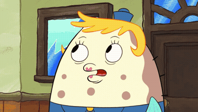 Cartoon Character With Yellow Haircut Standing In Front Of Door GIF