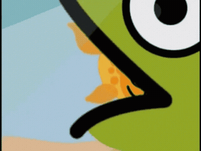 Cartoon Character With Yellow Object In Mouth GIF