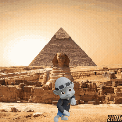 Cartoon Character With Zhot Text Pyramid GIF