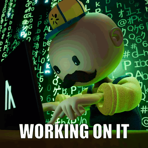 Cartoon Character Working On Computer Working GIF