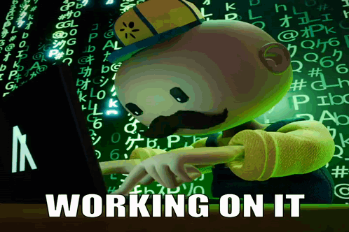 Cartoon Character Working On Computer Working On It GIF