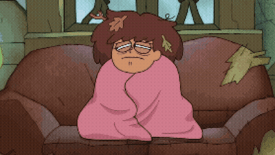 Cartoon Character Wrapped In Pink Blanket GIF