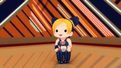 Cartoon Character Yellow Hair Blue Ears Sitting GIF