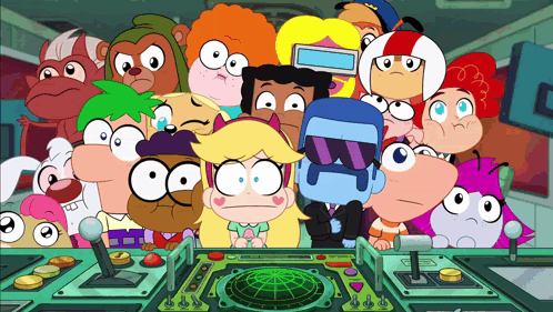 Cartoon Characters Around Radar Screen GIF