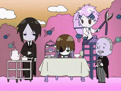 Cartoon Characters Around Table Man Holding Dollar Sign GIF