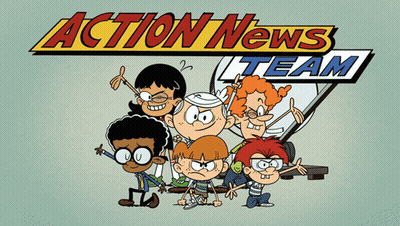 Cartoon Characters At Action News Team Sign GIF