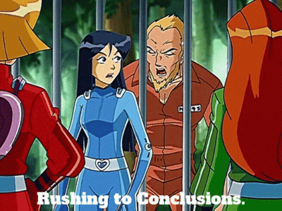 Cartoon Characters Behind Bars Rushing To Conclusions GIF
